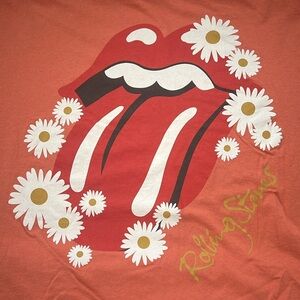 Rolling Stones Cropped Graphic TShirt Orange Size XL